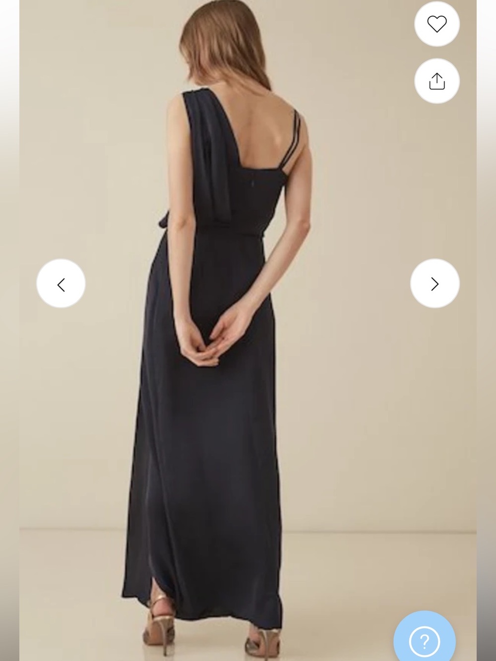 REISS OSTIA ONE SHOULDER SATIN MAXI DRESS, NAVY BLUE - Picture 3 of 11